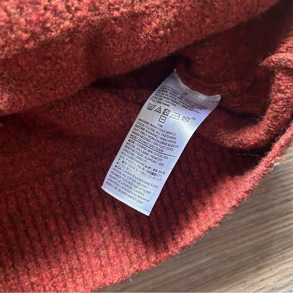 SOLD Banana Republic | Quarter-Zip Wool Blend Sweater in Burnt Orange (XS/Small) - Picture 5 of 13